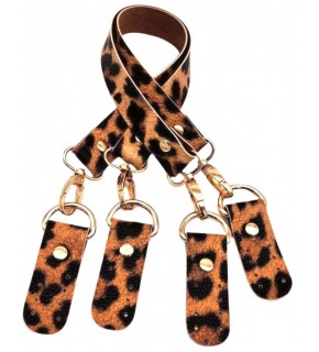 Çanta Aksesuar Suni Deri 55 Cm Misu Model Çift Sap Leopar Renk Light Gold Metal