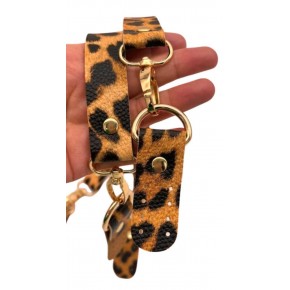 Çanta Aksesuar Suni Deri 55 Cm Misu Model Çift Sap Leopar Renk Light Gold Metal