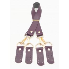 Çanta Aksesuar Suni Deri 55 Cm Misu Model Çift Sap Mor Renk Light Gold Metal