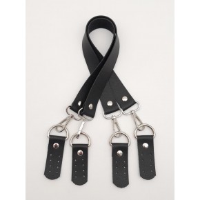 Çanta Aksesuar Suni Deri 55 Cm Misu Model Çift Sap Siyah Renk Gümüş Metal