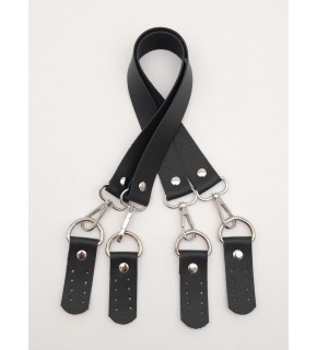 Çanta Aksesuar Suni Deri 55 Cm Misu Model Çift Sap Siyah Renk Gümüş Metal