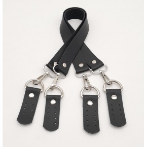 Çanta Aksesuar Suni Deri 55 Cm Misu Model Çift Sap Siyah Renk Gümüş Metal