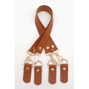 Çanta Aksesuar Suni Deri 55 Cm Misu Model Çift Sap Taba Renk Light Gold Metal