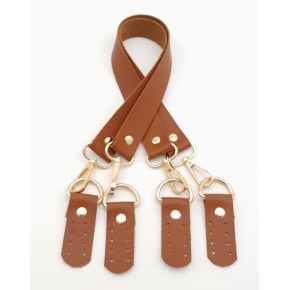 Çanta Aksesuar Suni Deri 55 Cm Misu Model Çift Sap Taba Renk Light Gold Metal