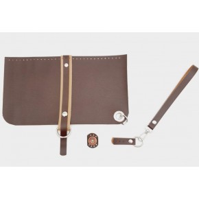 Çanta Aksesuar Suni Deri Abiye Cluch Çanta Seti Kahverengi Gümüş Metalli