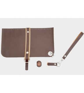 Çanta Aksesuar Suni Deri Abiye Cluch Çanta Seti Kahverengi Gümüş Metalli