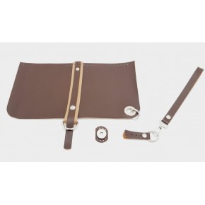 Çanta Aksesuar Suni Deri Abiye Cluch Çanta Seti Kahverengi Gümüş Metalli