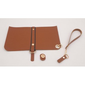 Çanta Aksesuar Suni Deri Abiye Cluch Çanta Seti Taba Renk Light Gold Metalli