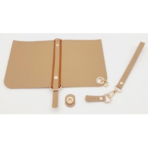 Çanta Aksesuar Suni Deri Abiye Cluch Çanta Seti Vizon Renk Light Gold Metalli
