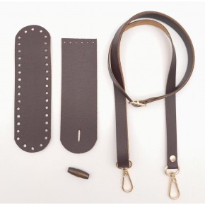 Çanta Aksesuar Suni Deri Ahşap Düğmeli Mini Bag Cep Telefonu Seti Kahverengi Light Gold Metalli