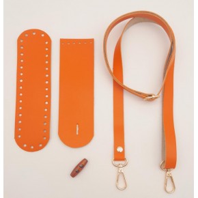 Çanta Aksesuar Suni Deri Ahşap Düğmeli Mini Bag Cep Telefonu Seti Turuncu Renk Light Gold Metalli