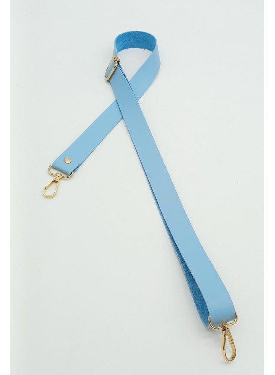Çanta Aksesuar Suni Deri Ayarlı Çanta Sapı 120X2.4 Cm Bebe Mavi Light Gold Metal