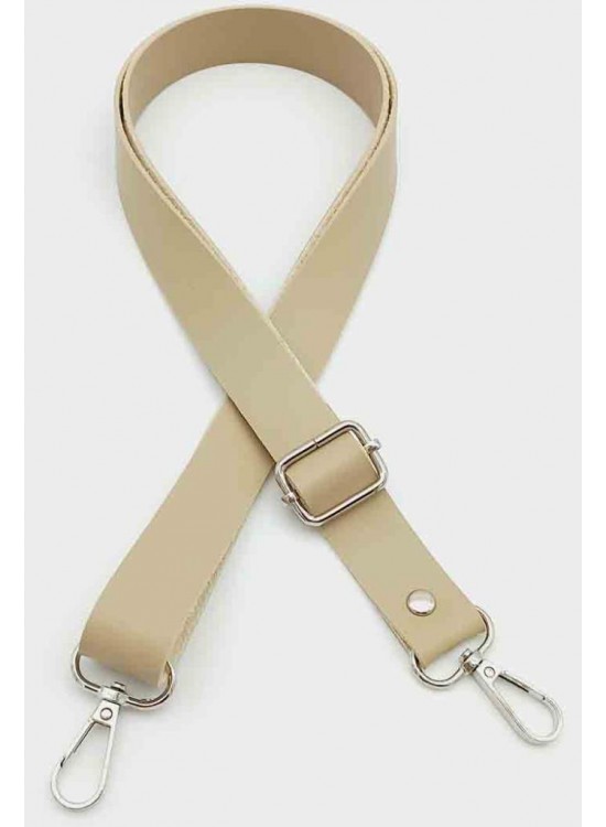 Çanta Aksesuar Suni Deri Ayarlı Çanta Sapı 120X2.4 Cm Bej Gümüş Metal