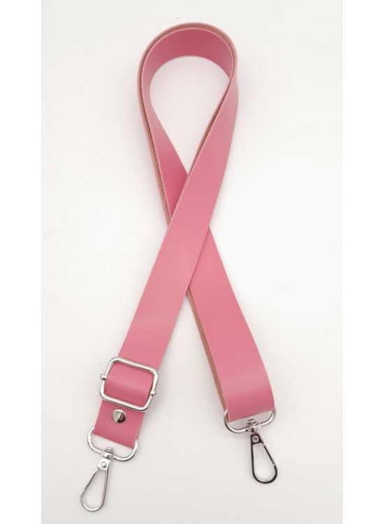 Çanta Aksesuar Suni Deri Ayarlı Çanta Sapı 120X2.4 Cm Fuşya Gümüş Metal