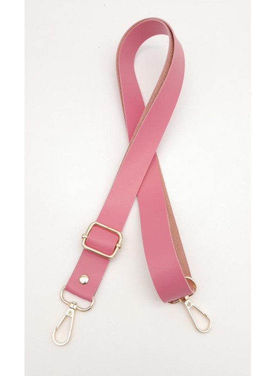 Çanta Aksesuar Suni Deri Ayarlı Çanta Sapı 120X2.4 Cm Fuşya Light Gold Metal