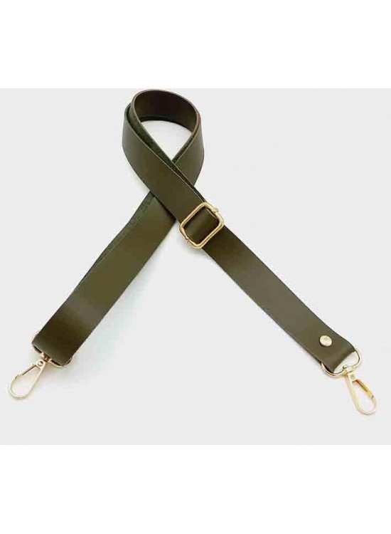 Çanta Aksesuar Suni Deri Ayarlı Çanta Sapı 120X2.4 Cm Haki Light Gold Metal