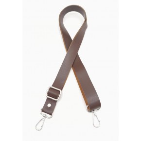 Çanta Aksesuar Suni Deri Ayarlı Çanta Sapı 120X2.4 Cm Kahverengi Gümüş Metal