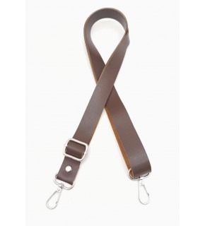 Çanta Aksesuar Suni Deri Ayarlı Çanta Sapı 120X2.4 Cm Kahverengi Gümüş Metal