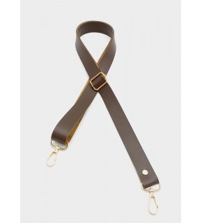 Çanta Aksesuar Suni Deri Ayarlı Çanta Sapı 120X2.4 Cm Kahverengi Light Gold Metal