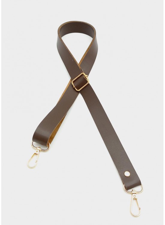 Çanta Aksesuar Suni Deri Ayarlı Çanta Sapı 120X2.4 Cm Kahverengi Light Gold Metal