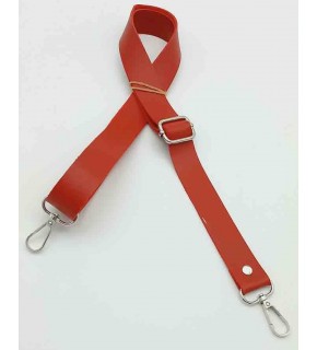 Çanta Aksesuar Suni Deri Ayarlı Çanta Sapı 120X2.4 Cm Kırmızı Gümüş Metal