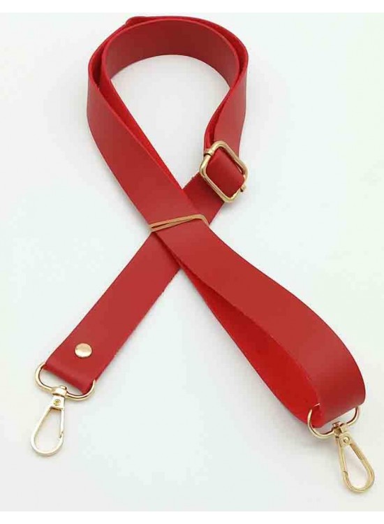 Çanta Aksesuar Suni Deri Ayarlı Çanta Sapı 120X2.4 Cm Kırmızı Light Gold Metal