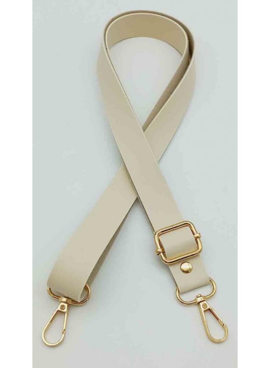 Çanta Aksesuar Suni Deri Ayarlı Çanta Sapı 120X2.4 Cm Krem Light Gold Metal
