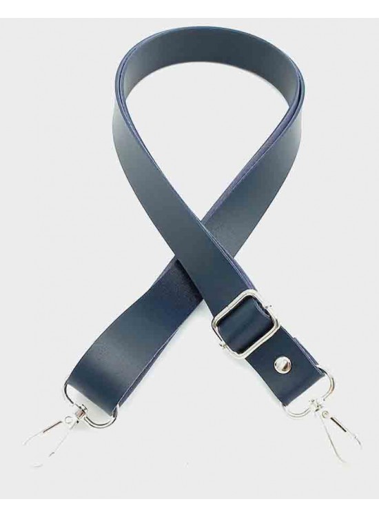 Çanta Aksesuar Suni Deri Ayarlı Çanta Sapı 120X2.4 Cm Lacivert Gümüş Metal