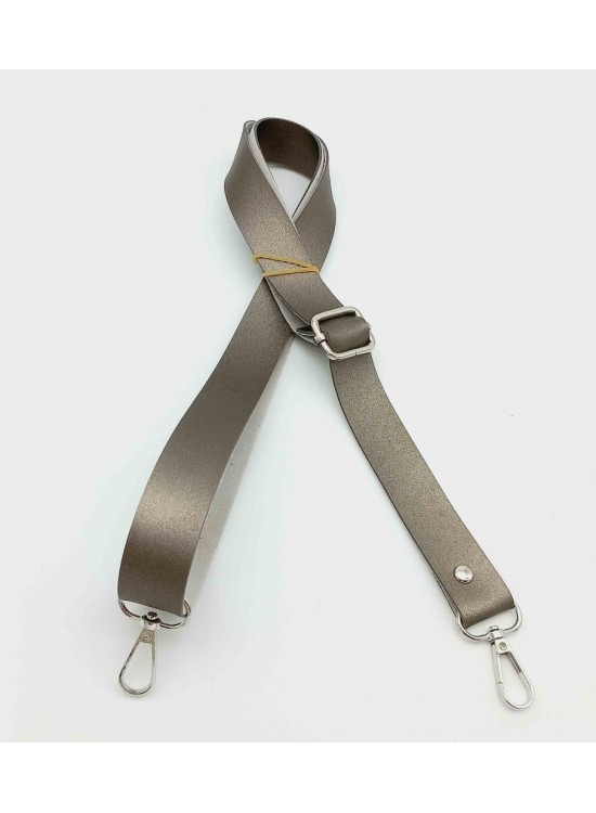 Çanta Aksesuar Suni Deri Ayarlı Çanta Sapı 120X2.4 Cm Parlak Gri Gümüş Metal