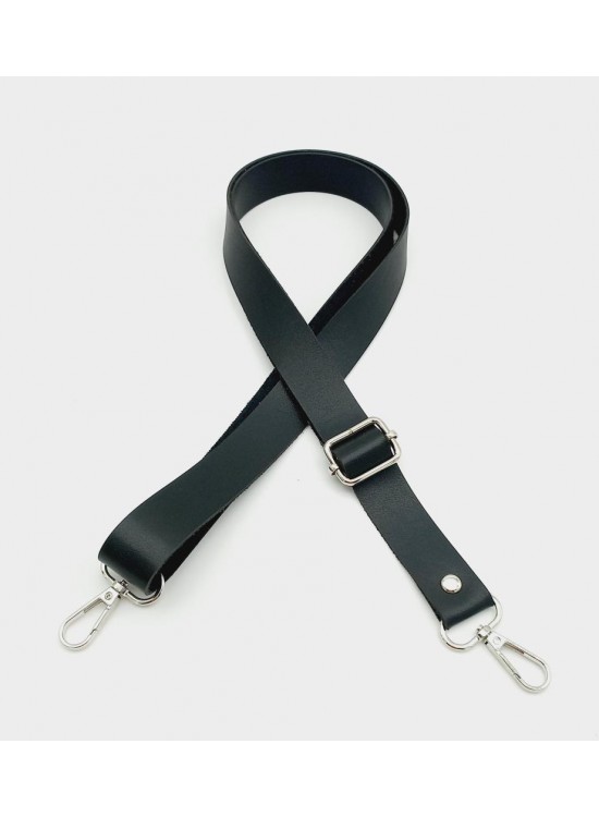 Çanta Aksesuar Suni Deri Ayarlı Çanta Sapı 120X2.4 Cm Siyah Gümüş Metal