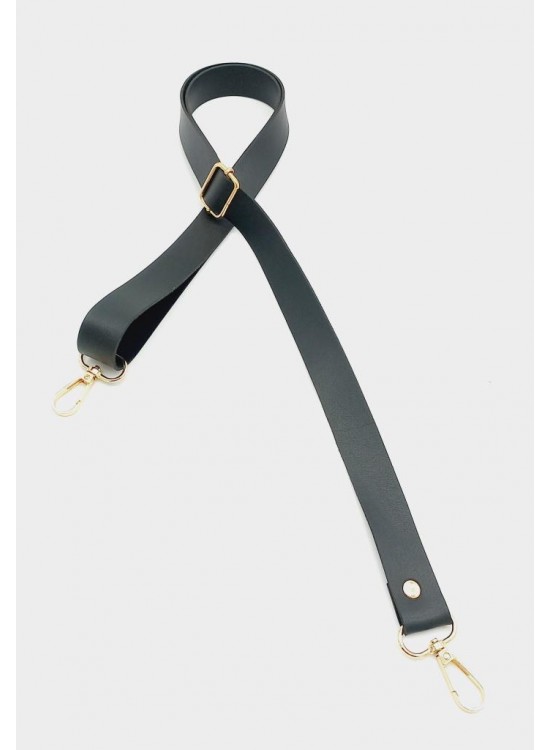 Çanta Aksesuar Suni Deri Ayarlı Çanta Sapı 120X2.4 Cm Siyah Light Gold Metal