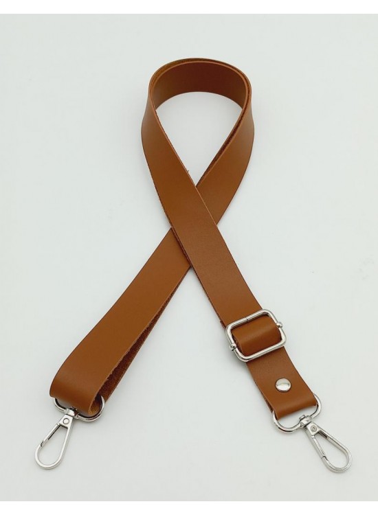 Çanta Aksesuar Suni Deri Ayarlı Çanta Sapı 120X2.4 Cm Taba Gümüş Metal