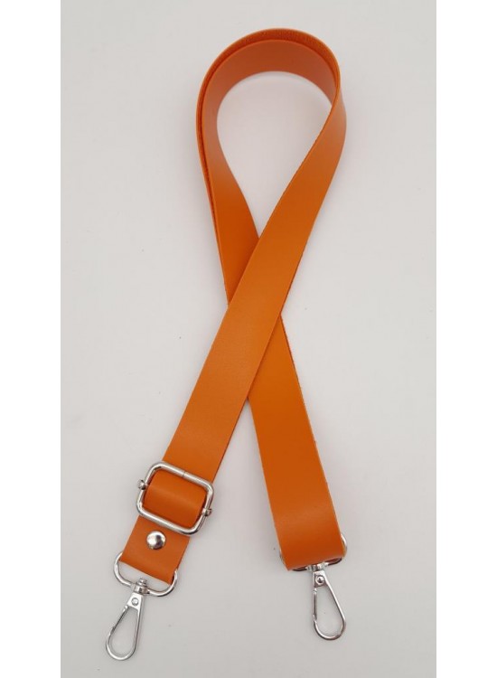 Çanta Aksesuar Suni Deri Ayarlı Çanta Sapı 120X2.4 Cm Turuncu Gümüş Metal