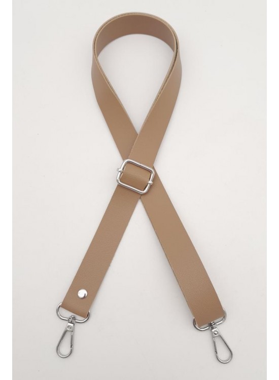 Çanta Aksesuar Suni Deri Ayarlı Çanta Sapı 120X2.4 Cm Vizon Gümüş Metal
