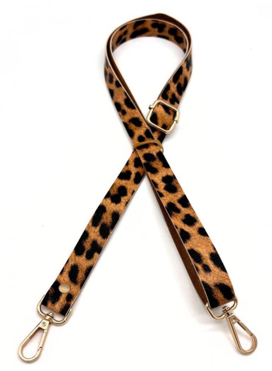Çanta Aksesuar Suni Deri Ayarlı Çanta Sapı 120x2 cm Leopar Renk Light Gold Metalli