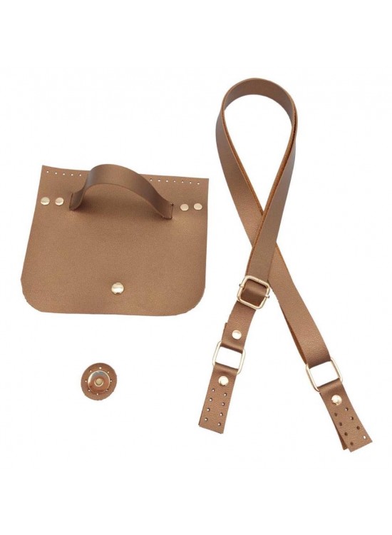 Çanta Aksesuar Suni Deri Aysan Model Ayarlı Saplı Bakır Renk Çanta Seti Light Gold Metalli