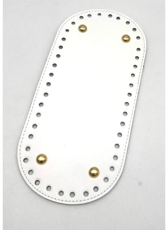 Çanta Aksesuar Suni Deri Beyaz Renk OvalTaban 25X12 Cm Light Golden Metalli