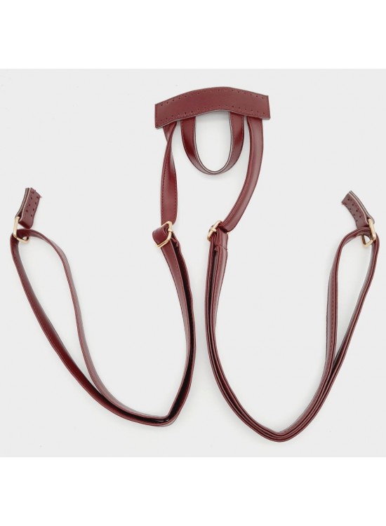 Çanta Aksesuar Suni Deri Bordo Renk Sırt Çantası Sapı Light Gold Metalli