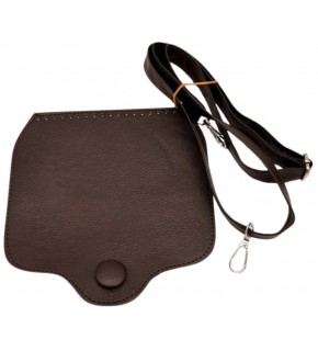 Çanta Aksesuar Suni Deri  Büyük Button Model Koyu Kahve Renk Çanta Deri Seti Gümüş Metal