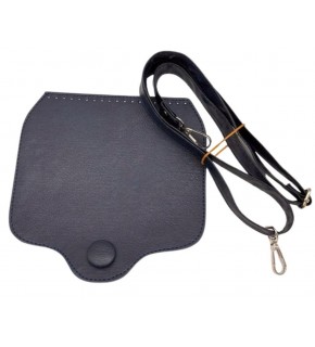 Çanta Aksesuar Suni Deri  Büyük Button Model Lacivert Renk Çanta Deri Seti Gümüş Metal