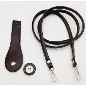 Çanta Aksesuar Suni Deri Cep Telefonu Seti Dikişli Kahverengi Gümüş Metalli