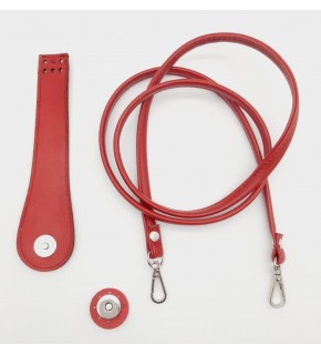 Çanta Aksesuar Suni Deri Cep Telefonu Seti Dikişli Kırmızı Renk Gümüş Metalli