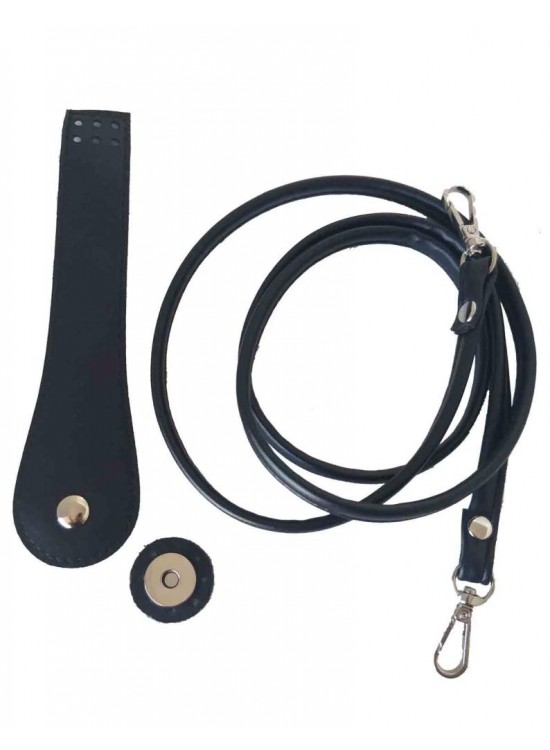 Çanta Aksesuar Suni Deri Cep Telefonu Seti Dikişli Siyah Gümüş Renk