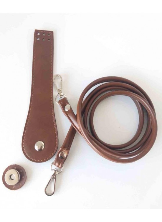 Çanta Aksesuar Suni Deri Cep Telefonu Seti Dikişli Taba Gümüş Renk