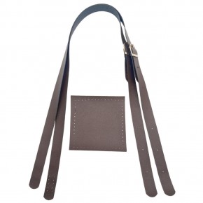 Çanta Aksesuar Suni Deri Cepli Ayarlanabilir Çift Saplı Çanta Seti Koyu Kahverengi Light Gold Metalli