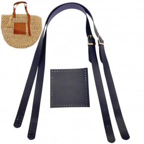 Çanta Aksesuar Suni Deri Cepli Ayarlanabilir Çift Saplı Çanta Seti Lacivert Light Gold Metalli