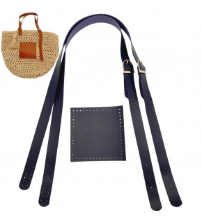 Çanta Aksesuar Suni Deri Cepli Ayarlanabilir Çift Saplı Çanta Seti Lacivert Light Gold Metalli