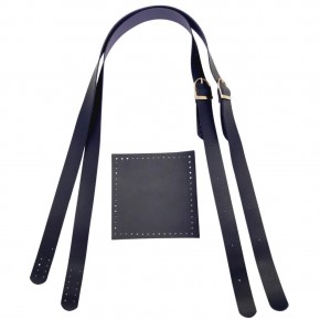 Çanta Aksesuar Suni Deri Cepli Ayarlanabilir Çift Saplı Çanta Seti Lacivert Light Gold Metalli