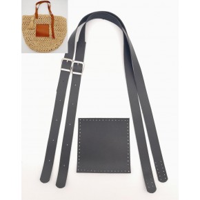 Çanta Aksesuar Suni Deri Cepli Ayarlanabilir Çift Saplı Çanta Seti Siyah Gümüş Metalli