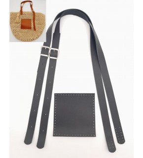 Çanta Aksesuar Suni Deri Cepli Ayarlanabilir Çift Saplı Çanta Seti Siyah Gümüş Metalli